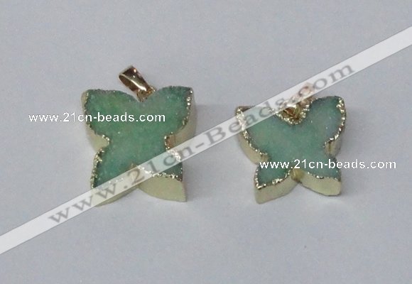 NGP2113 15*20mm - 18*25mm butterfly druzy agate gemstone pendants