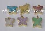 NGP2114 15*20mm - 18*25mm butterfly druzy agate gemstone pendants