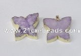NGP2118 22*30mm - 25*30mm butterfly druzy agate gemstone pendants