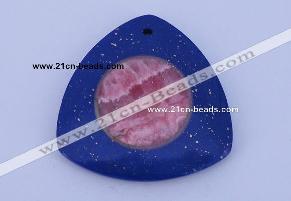 NGP213 45*45mm fashion dyed rhodochrosite & lapis lazuli gemstone pendant