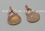 NGP2130 20*35mm agate gemstone pendants with crystal pave alloy settings