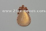 NGP2137 22*40mm agate gemstone pendants with crystal pave alloy settings