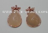 NGP2145 28*48mm agate gemstone pendants with crystal pave alloy settings