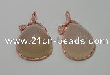 NGP2146 28*50mm agate gemstone pendants with crystal pave alloy settings