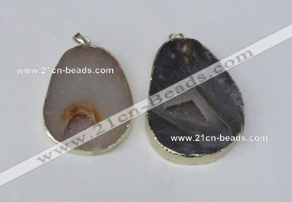 NGP2214 30*40mm - 40*45mm freeform druzy agate gemstone pendants