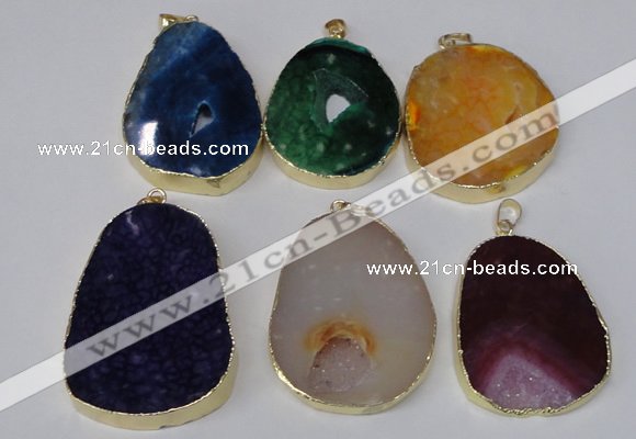 NGP2220 30*40mm - 40*45mm freeform druzy agate gemstone pendants