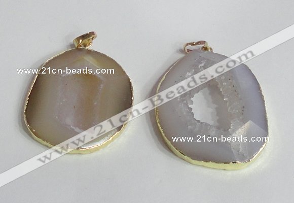 NGP2221 30*40mm - 40*45mm freeform druzy agate gemstone pendants