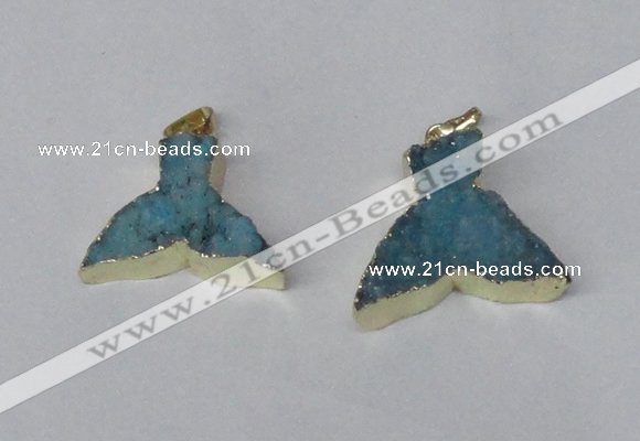 NGP2229 20*25mm - 22*30mm fishtail druzy agate gemstone pendants