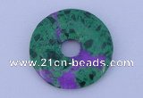 NGP223 5*30mm synthetic ruby zoisite & malachite gemstone donut pendant