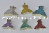 NGP2231 20*25mm - 22*30mm fishtail druzy agate gemstone pendants