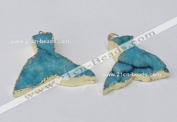 NGP2237 35*45mm - 40*55mm fishtail druzy agate gemstone pendants