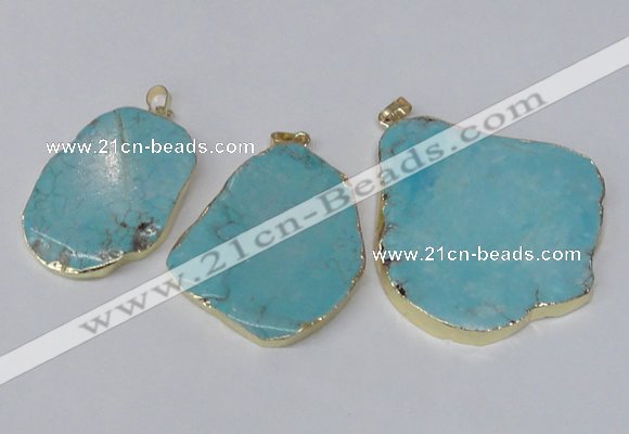 NGP2245 35*40mm - 45*50mm freeform turquoise gemstone pendants