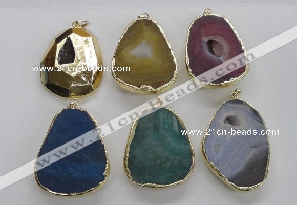 NGP2247 30*40mm - 40*45mm freeform druzy agate gemstone pendants