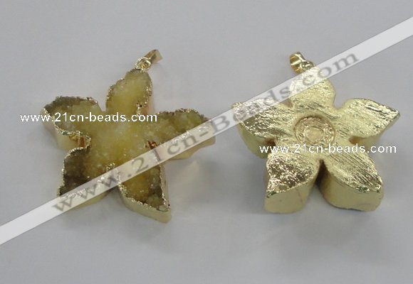 NGP2261 38*40mm - 42*45mm star druzy agate gemstone pendants