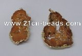 NGP2323 35*45mm - 45*55mm freeform plated druzy agate pendants