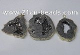 NGP2324 35*45mm - 45*55mm freeform plated druzy agate pendants