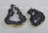 NGP2325 35*45mm - 45*55mm freeform plated druzy agate pendants