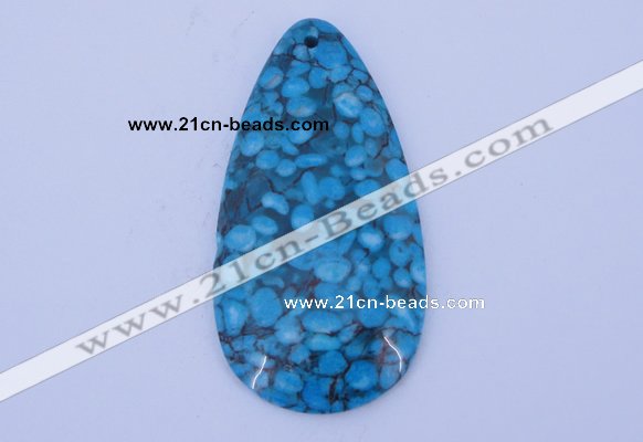 NGP233 30*60mm fashion dyed flower turquoise gemstone pendants