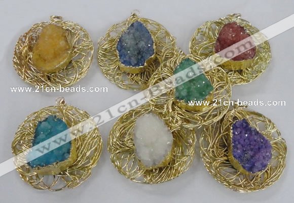 NGP2350 52mm - 55mm freeform druzy agate gemstone pendants