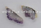 NGP2358 30*50mm - 30*65mm freeform druzy amethyst pendants