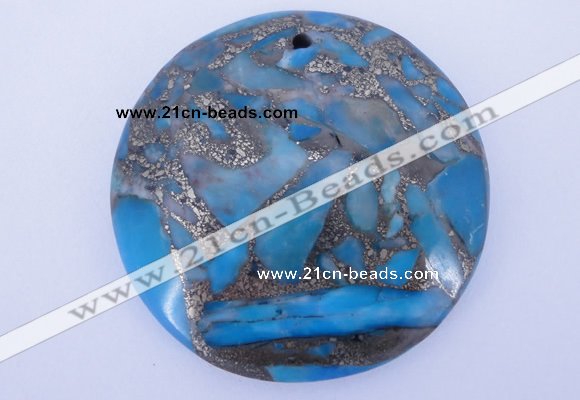 NGP236 7*40mm dyed golden turquoise & pyrite gemstone pendants