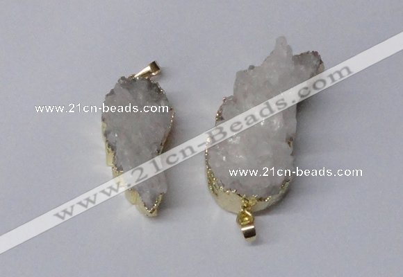 NGP2360 18*35mm - 22*45mm wing-shaped druzy quartz pendants