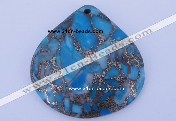 NGP237 40*40mm dyed golden turquoise & pyrite gemstone pendants