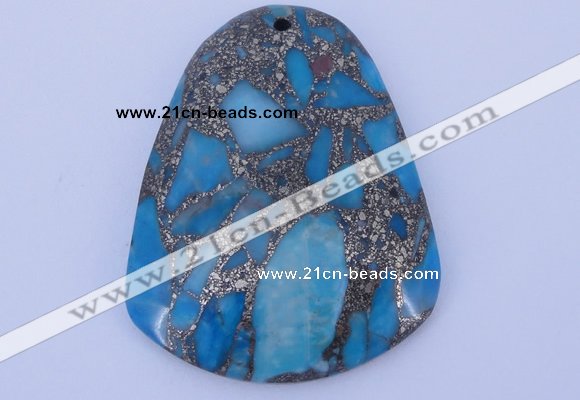 NGP238 37*47mm dyed golden turquoise & pyrite gemstone pendants