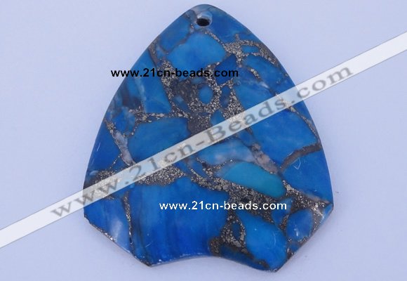 NGP239 39*45mm dyed golden turquoise & pyrite gemstone pendants