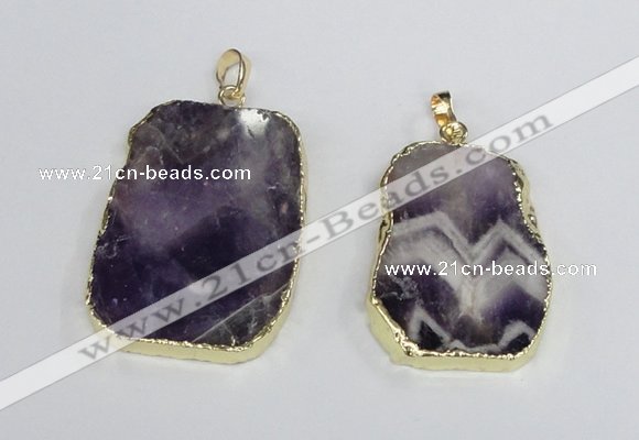 NGP2393 25*35mm - 30*45mm freeform dogtooth amethyst pendants