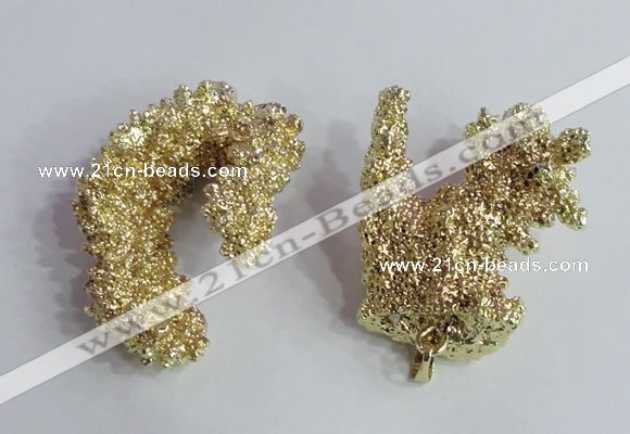 NGP2396 20*40mm - 30*50mm freeform plated natural coral pendants