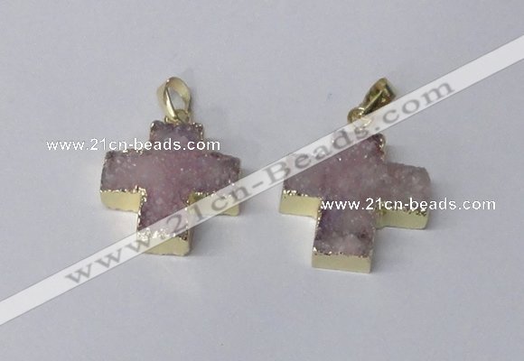 NGP2400 25*26mm - 27*28mm cross druzy agate pendants wholesale