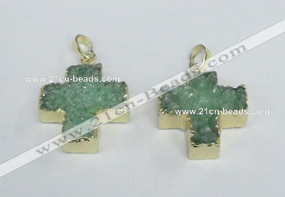 NGP2402 25*26mm - 27*28mm cross druzy agate pendants wholesale