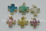 NGP2403 25*26mm - 27*28mm cross druzy agate pendants wholesale