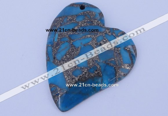 NGP241 39*47mm dyed golden turquoise & pyrite gemstone pendants