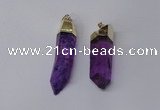 NGP2419 10*45mm - 12*55mm sticks dyed white crystal pendants