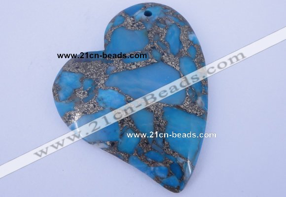 NGP242 39*47mm dyed golden turquoise & pyrite gemstone pendants