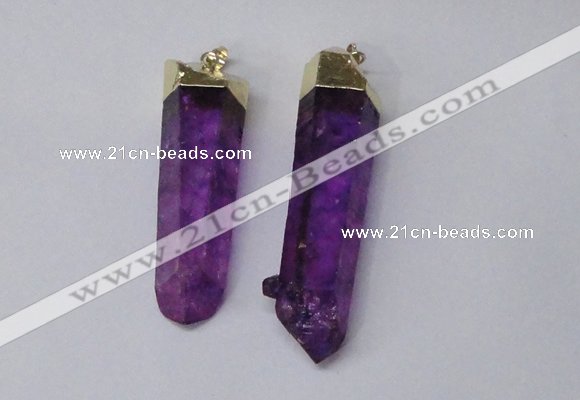 NGP2426 15*50mm - 18*65mm sticks dyed white crystal pendants