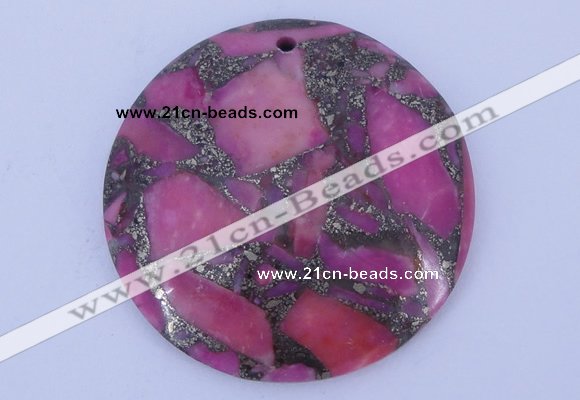 NGP243 7*40mm dyed golden turquoise & pyrite gemstone pendants