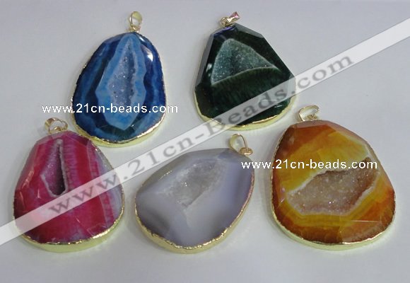 NGP2437 30*40mm - 40*45mm freeform druzy agate pendants wholesale