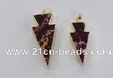 NGP2448 18*38mm - 22*45mm arrowhead sea sediment jasper pendants