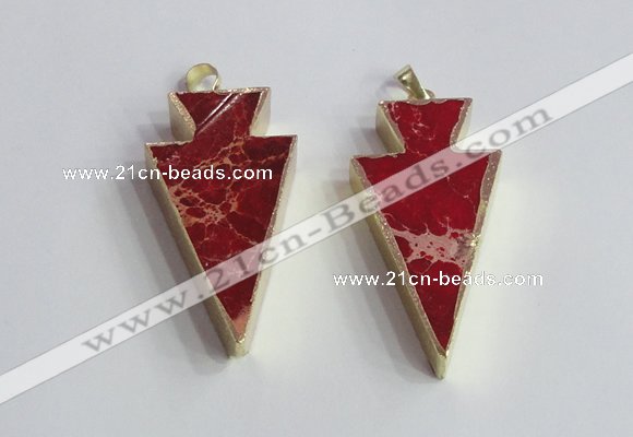 NGP2449 18*38mm - 22*45mm arrowhead sea sediment jasper pendants