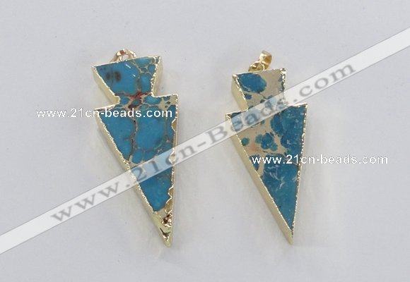 NGP2450 18*38mm - 22*45mm arrowhead sea sediment jasper pendants