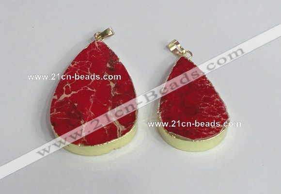 NGP2456 20*30mm - 30*35mm flat teardrop sea sediment jasper pendants