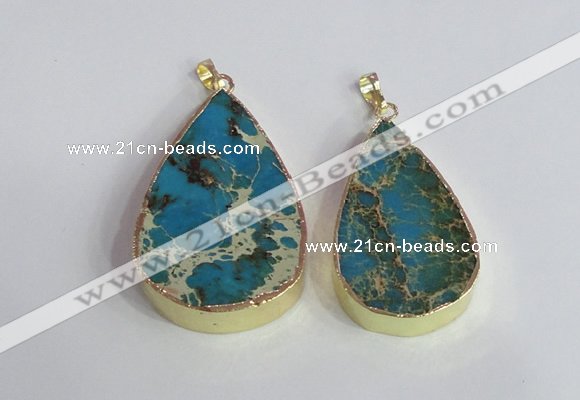 NGP2457 20*30mm - 30*35mm flat teardrop sea sediment jasper pendants