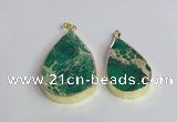 NGP2458 20*30mm - 30*35mm flat teardrop sea sediment jasper pendants