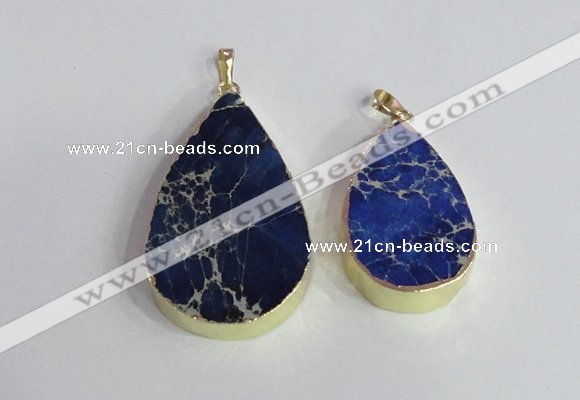 NGP2459 20*30mm - 30*35mm flat teardrop sea sediment jasper pendants