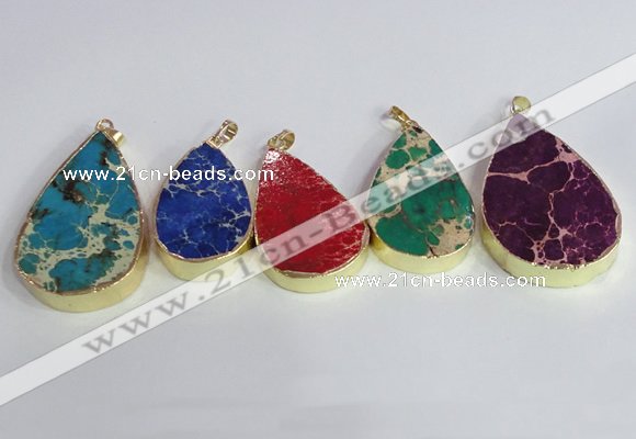 NGP2460 20*30mm - 30*35mm flat teardrop sea sediment jasper pendants