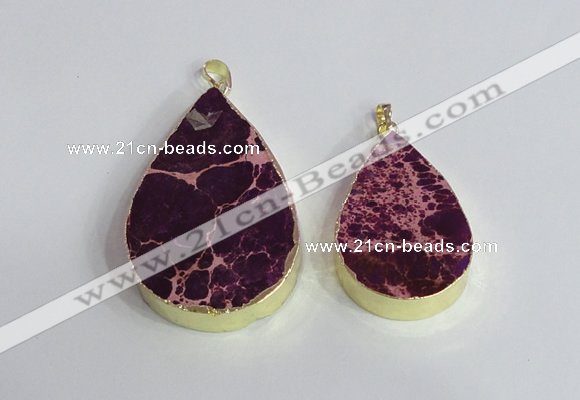 NGP2462 30*40mm - 40*50mm flat teardrop sea sediment jasper pendants