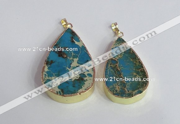 NGP2464 30*40mm - 40*50mm flat teardrop sea sediment jasper pendants